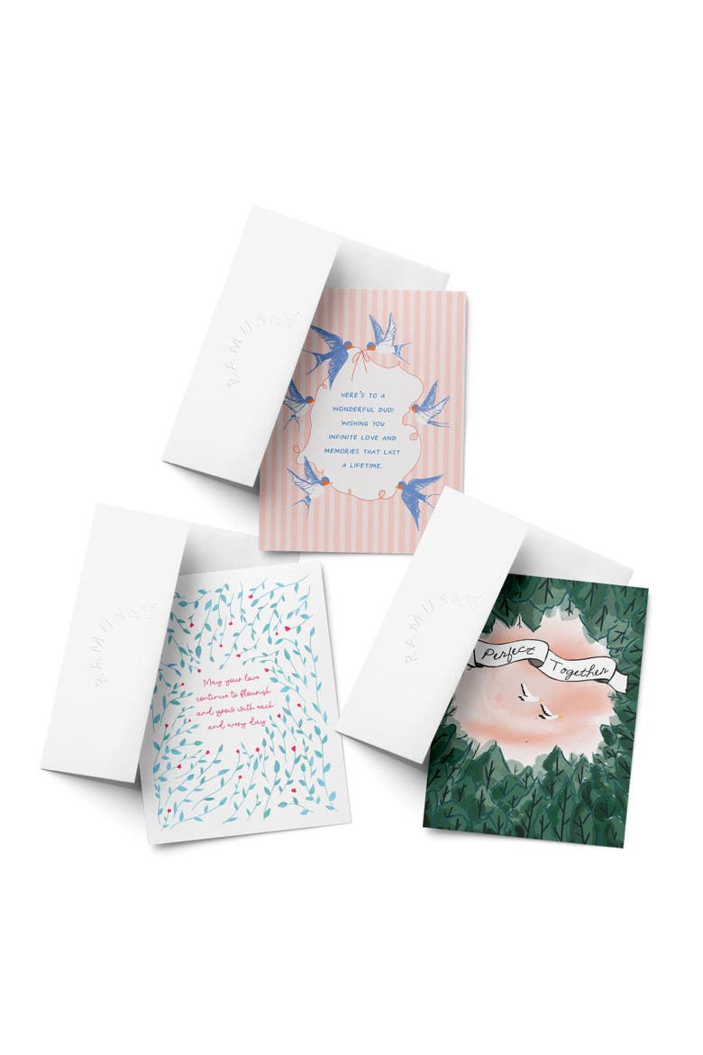 Wedding Greeting Card Pack Sets (3 ct, Assorted) Swallows Wedding Wishes, May Your Love, Perfect Together Birds, Main, color, Multi-Pack
