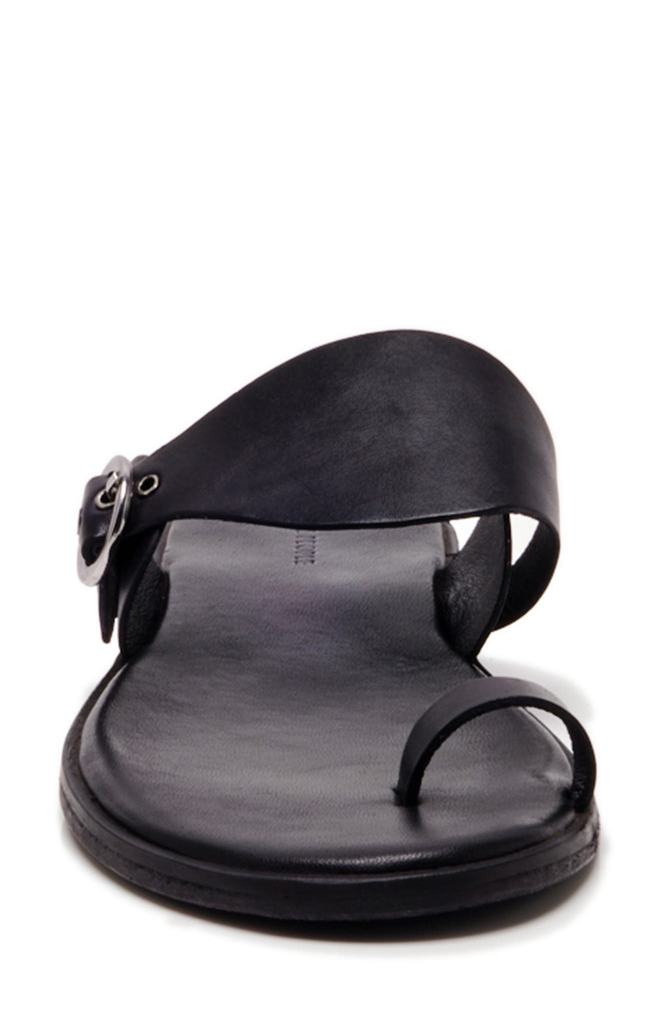 Free People Barcelona Toe Loop Sandal, Alternate, color, Black Leather