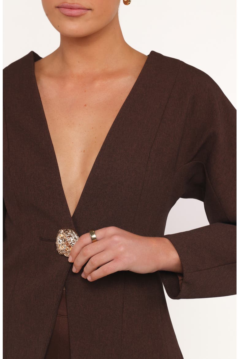 Elke Collarless Jacket, Alternate, color, BROWN