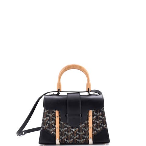 Structured Saigon Top Handle Bag Coated Canvas with Leather Mini