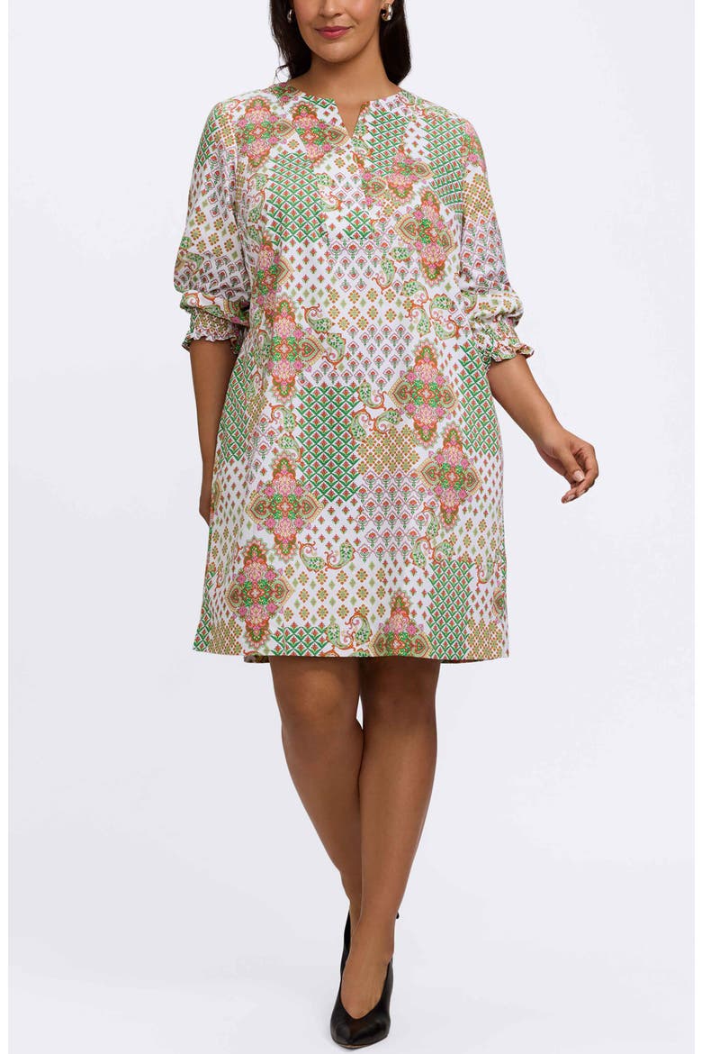 Alicia Patchwork Shift Dress, Main, color, GREEN MULTI