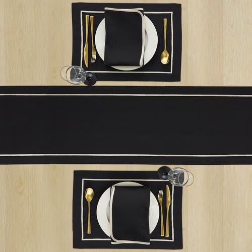 Solino Home Linen Table Runner In Black