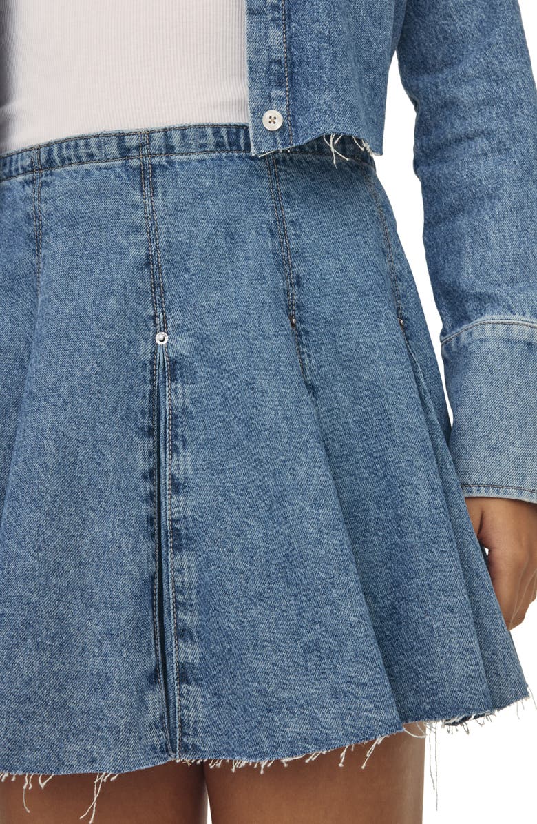 WARP+WEFT Lass Pleated Denim Miniskirt, Alternate, color,