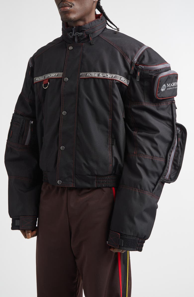 Martine Rose Multipocket Nylon Racing Jacket, Alternate, color, Black Red