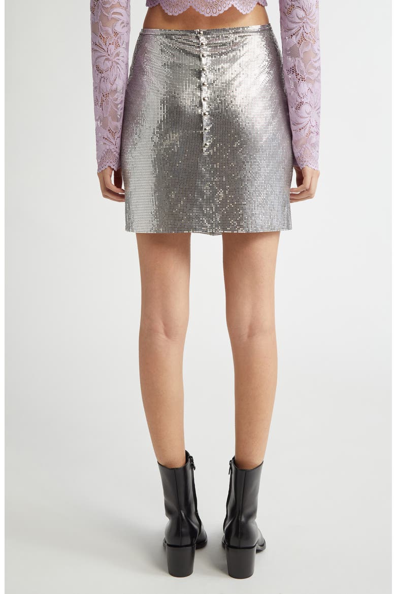 Metallic Mesh Miniskirt, Alternate, color, SILVER