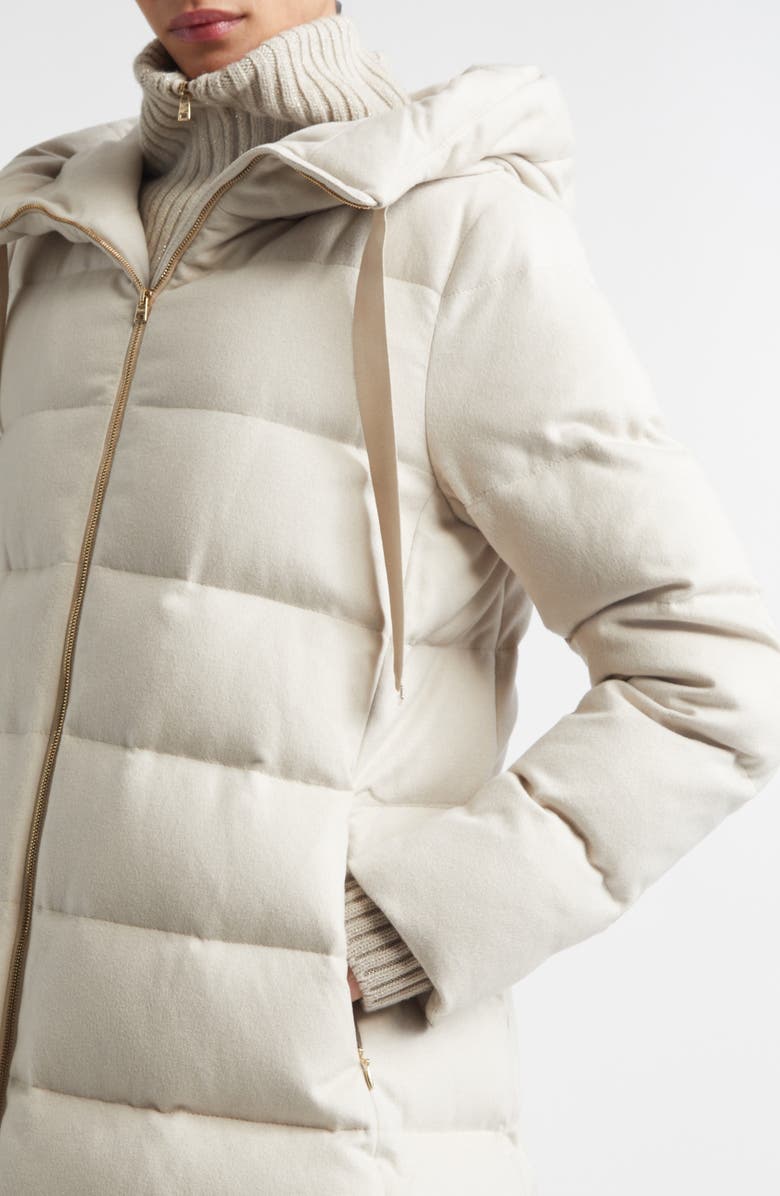 Herno Silk & Cashmere Down Parka with Wool Blend Rib Bib, Alternate, color, Chantilly