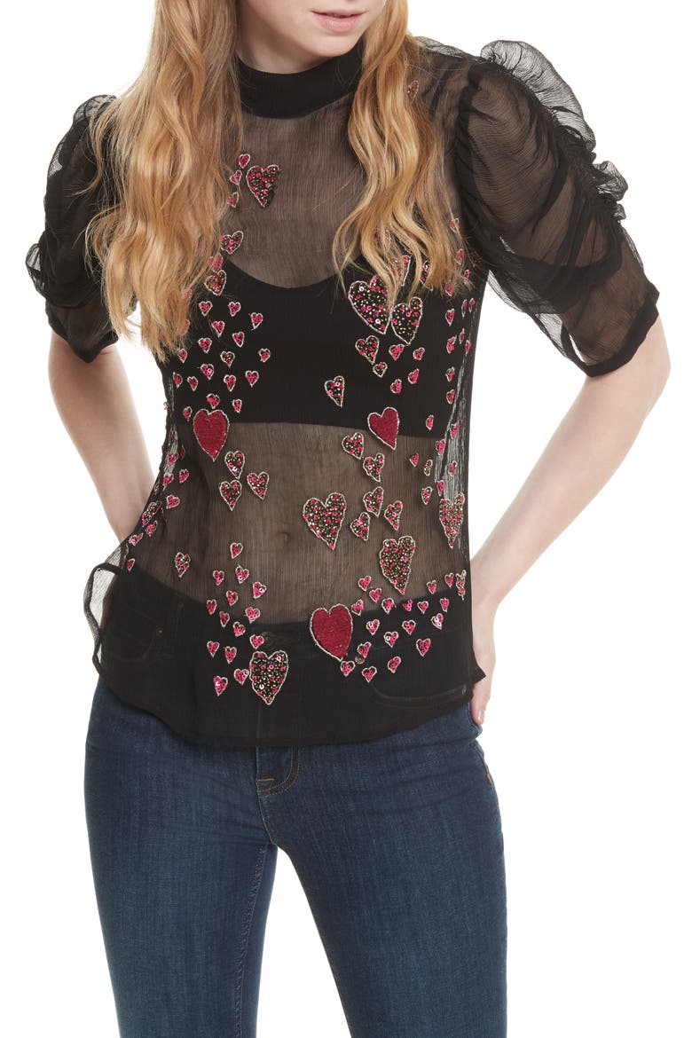 So in Love Embroidered Blouse, Main, color, BLACK