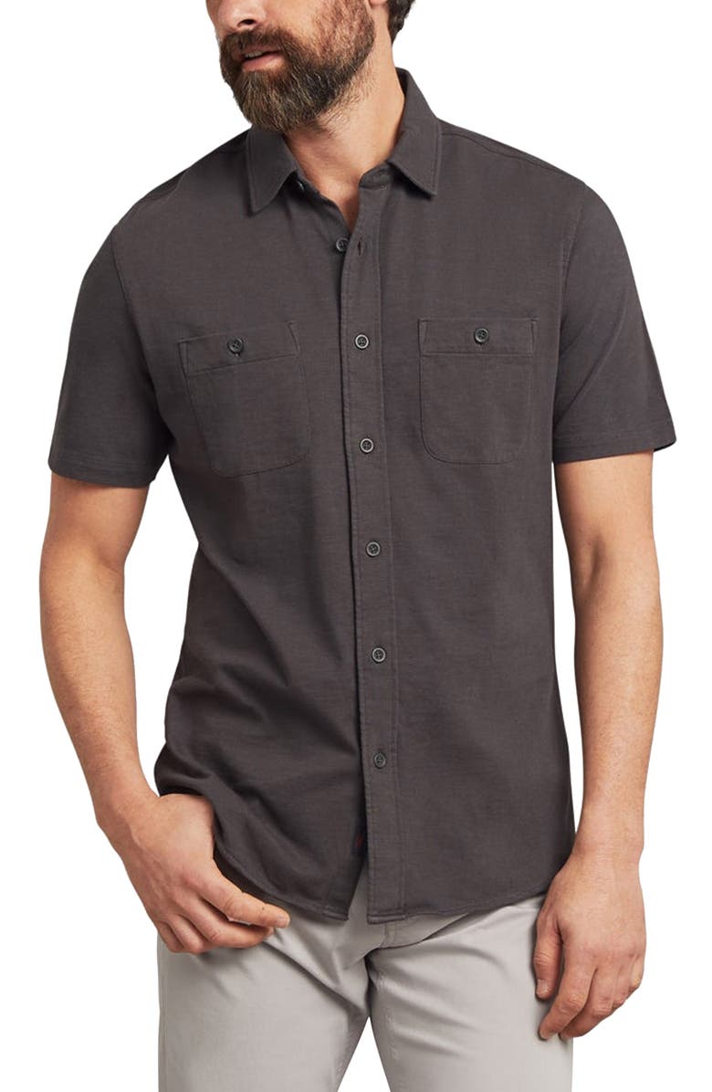 Faherty Knit Seasons Short Sleeve Button-Up Shirt, Main, color, 