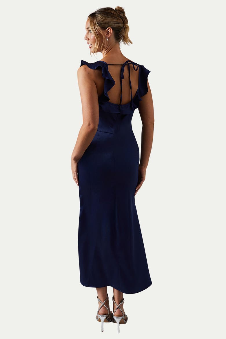 Satin Bridesmaid Midi Dress, Alternate, color, Navy