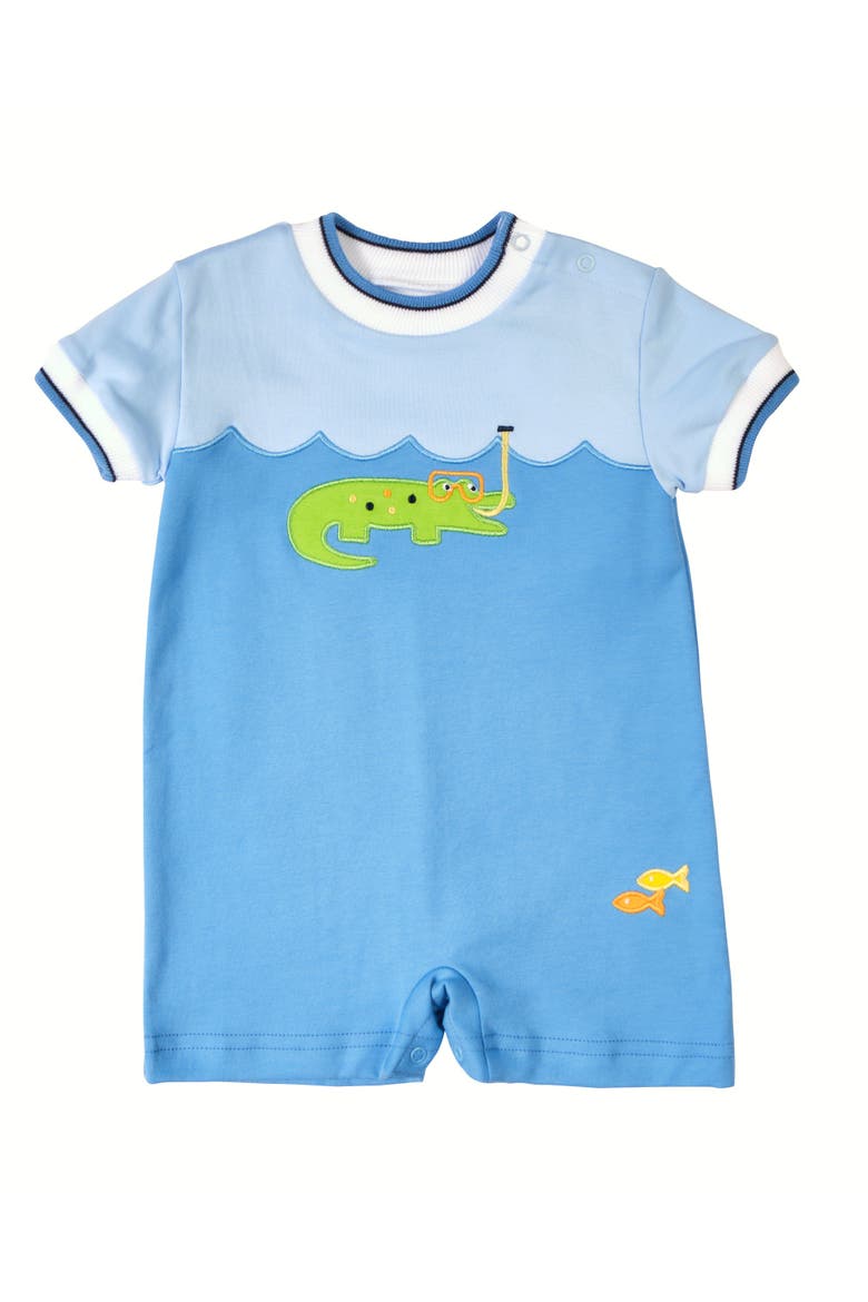 Knit Shortall With Scuba Alligator, Main, color, Blue