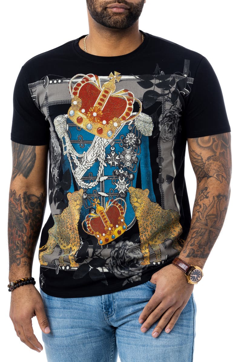 XRAY Royal Cheetah Rhinestone Graphic T-Shirt, Main, color,