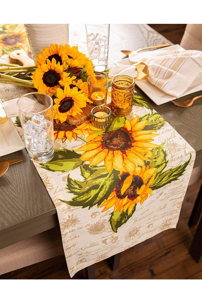 Rustic Sunflowers Printed Table Runner, Alternate, color, Rustic Sunflowers