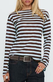 Princess Polly Bateau Neck Stripe Knit Top