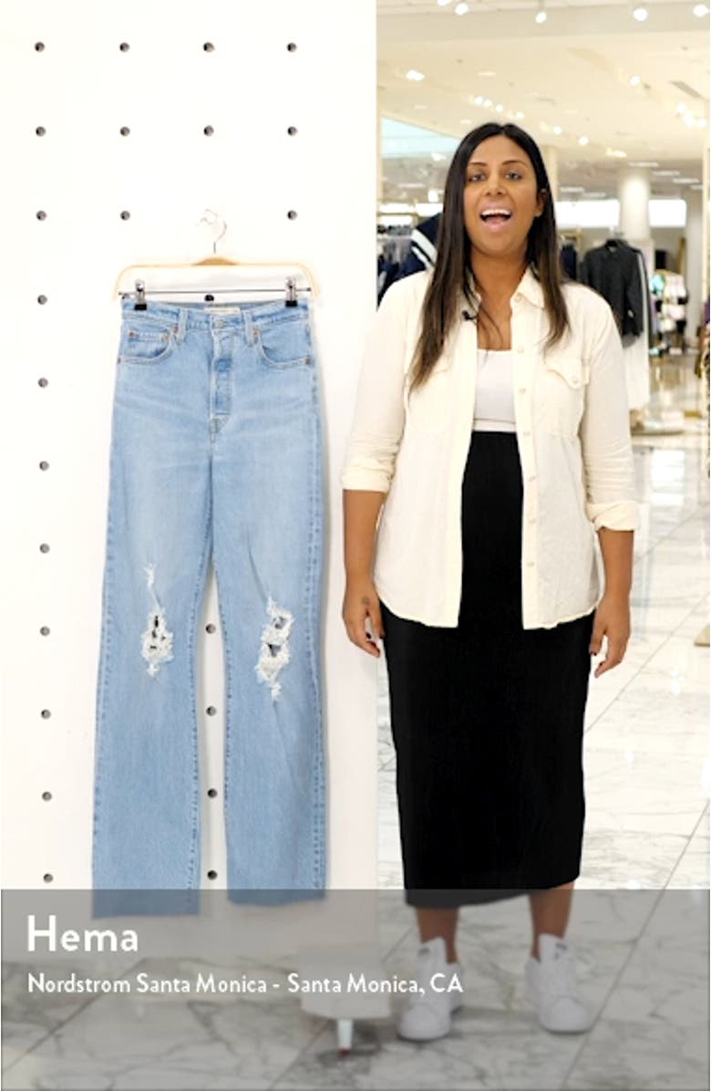 Ribcage Super High Waist Ripped Straight Leg Jeans, sales video thumbnail