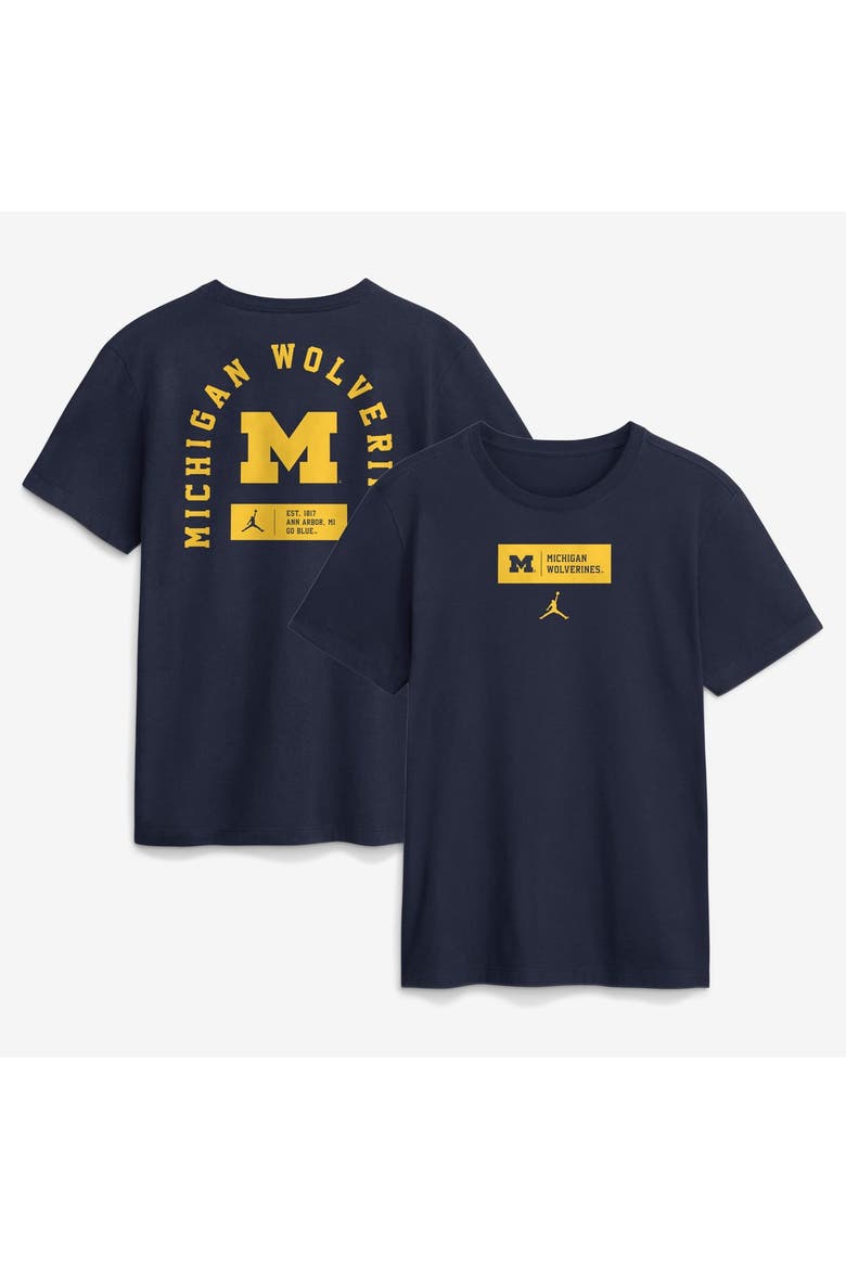 Men's Jordan Brand Navy Michigan Wolverines Primetime Crew T-Shirt, Main, color, Navy