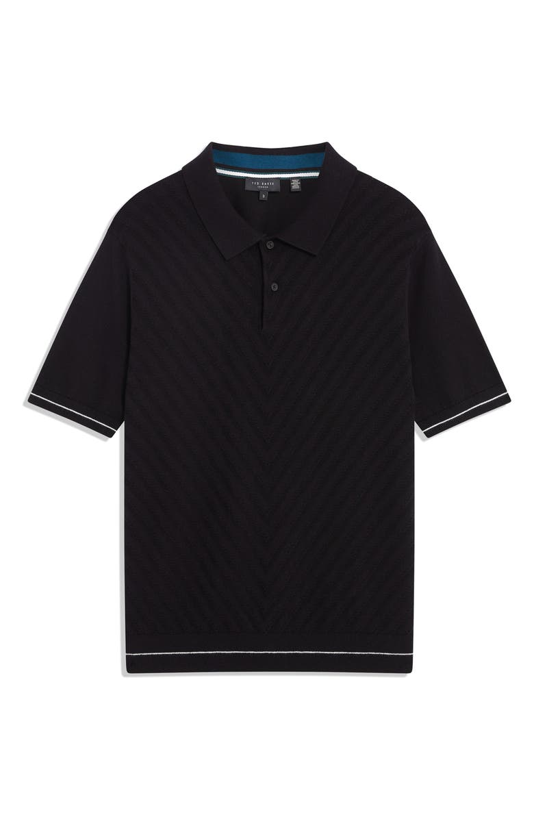 Ted Baker Chapal Black Cotton & Wool Polo, Alternate, color, Black
