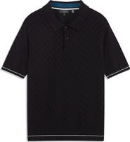 Ted Baker Chapal Black Cotton & Wool Polo