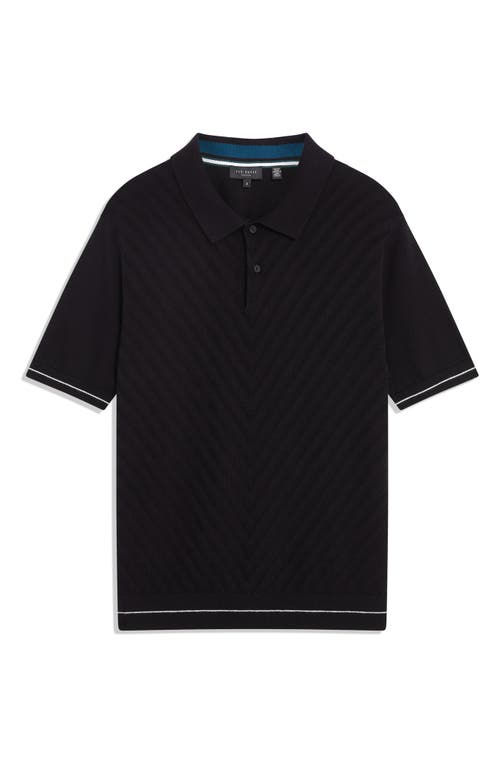 Ted Baker Chapal Chevron Stitch Polo Shirt In Black