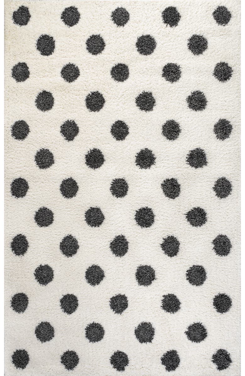 JONATHAN Y Pere Modern Charcoal Dot Shag Area Rug, Main, color, White/Gray