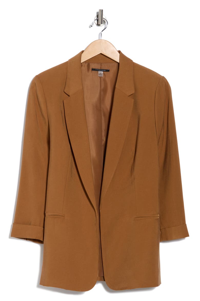 Open Boyfriend Blazer, Alternate, color, HAZELNUT