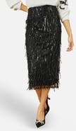 Yumi Hanging Sequin Fitted Midi Skirt