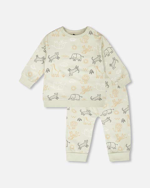 Organic Cotton Jersey Animal Print Sweater and Pants Set (Baby)