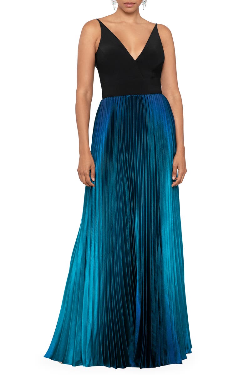 Betsy & Adam Ombré Pleated Gown, Main, color, 
