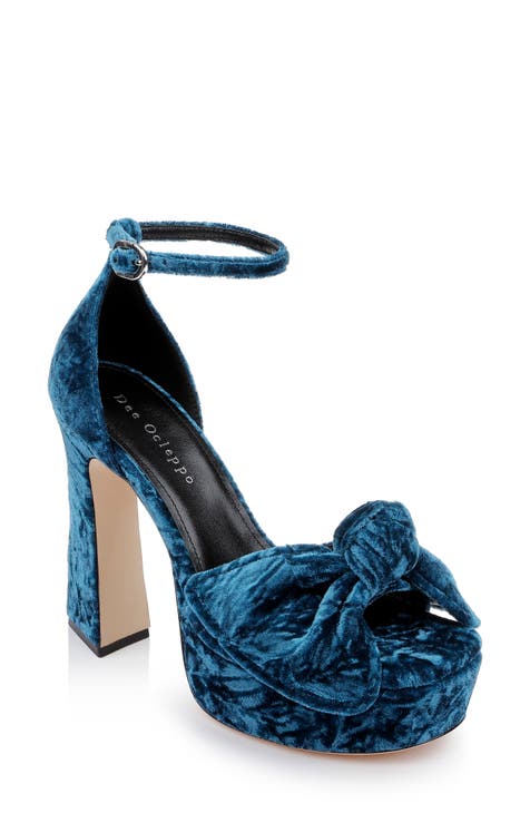 Blue suede platform heels online