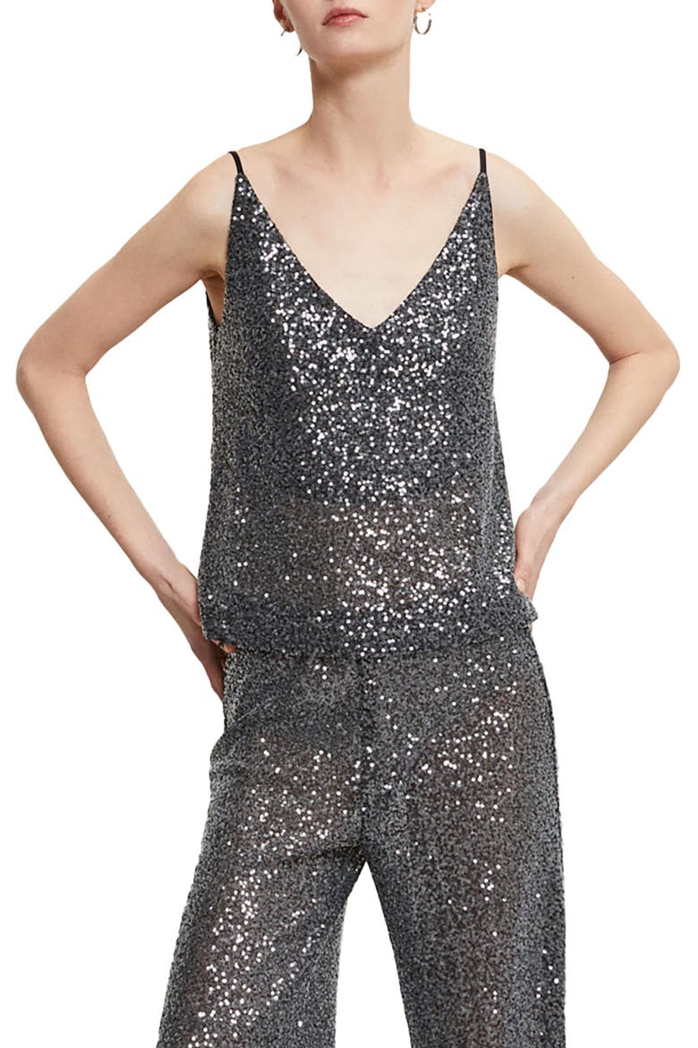 Top With Sequins, Main, color, Metallic Silver