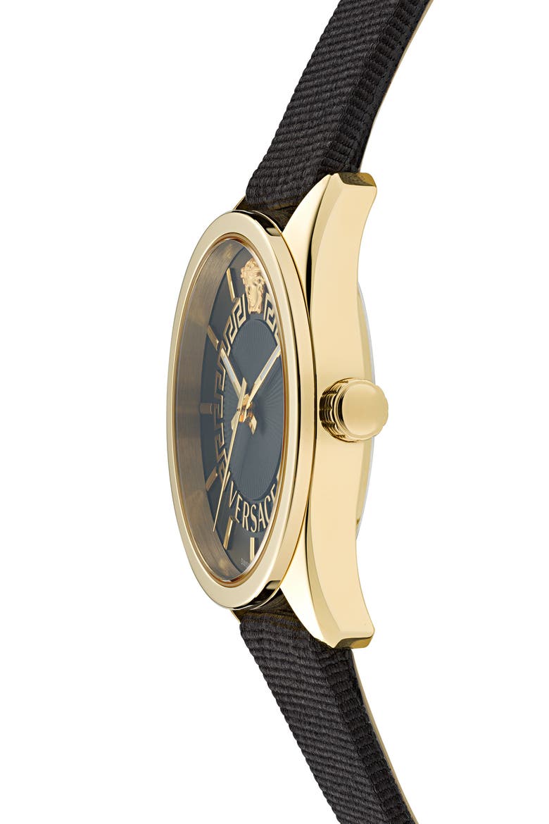 New V-Circle Fabric Strap Watch, 36mm, Alternate, color, IP YELLOW GOLD