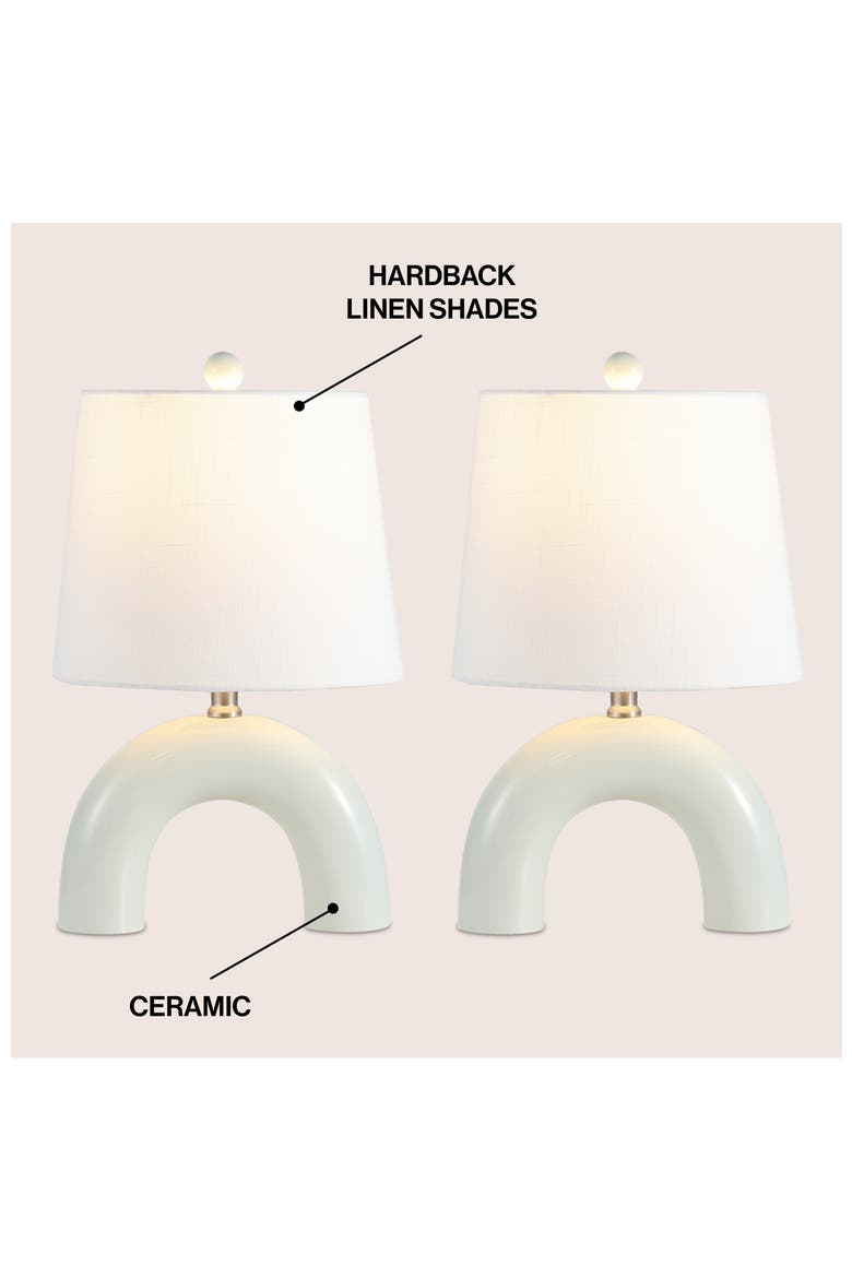 Zadie 17.75" Scandinavian Minimalist Ceramic Arch LED Table Lamp, Alternate, color, Blue Gray