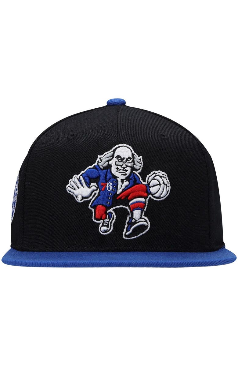 Mitchell & Ness Men's Mitchell & Ness Black/Royal Philadelphia 76ers Side Core 2.0 Snapback Hat, Alternate, color, 