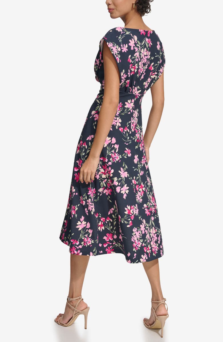 Calvin Klein Floral Cap Sleeve Empire Waist Midi Dress, Alternate, color, 