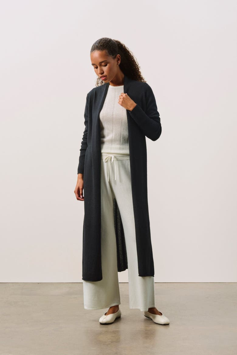 FAYE LONGLINE CASHMERE CARDIGAN, Main, color, Black