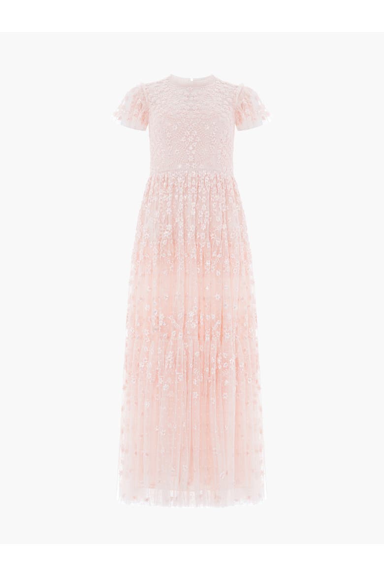 Clover Short Sleeve Ankle Gown, Alternate, color, Opal