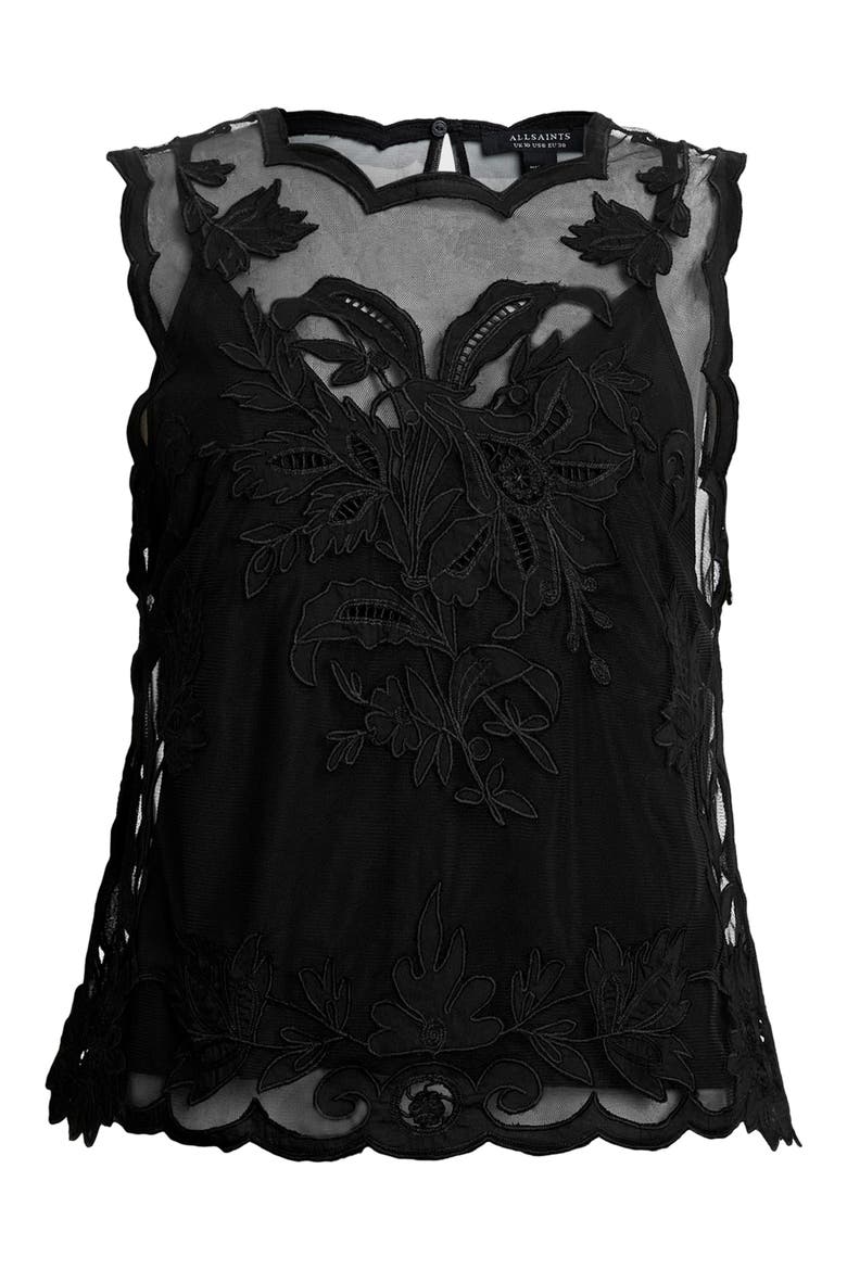 Rye Embroidered Sleeveless Top, Alternate, color, BLACK