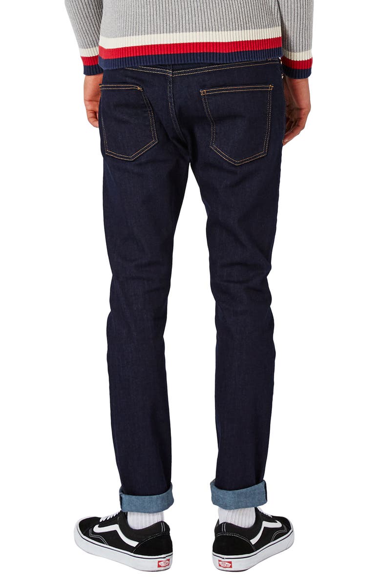 Topman Stretch Skinny Fit Raw Denim Jeans, Alternate, color,