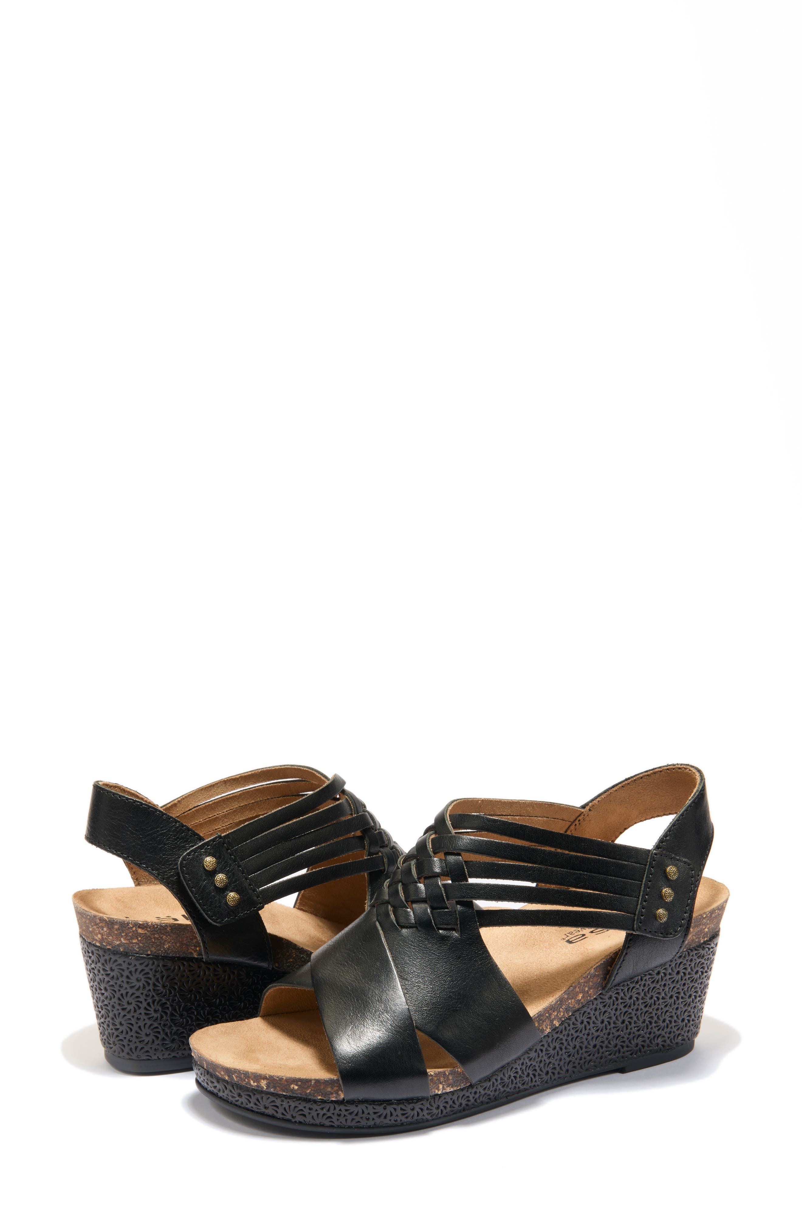 Hälsa Footwear Gianna Wedge Sandal, Alternate, color, Black