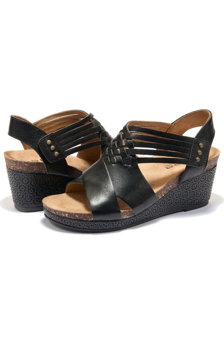Hälsa Footwear Gianna Wedge Sandal, Alternate, color, Black