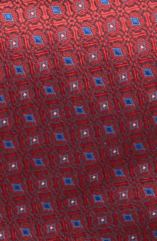 Canali Medallion Silk Tie In Bright Red