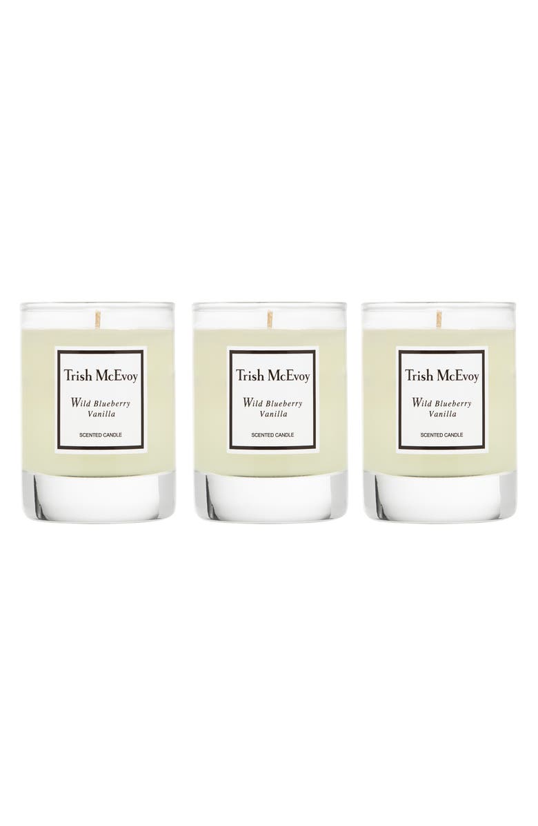 Trish McEvoy Wild Blueberry Vanilla Votive Candle Trio, Main, color, 