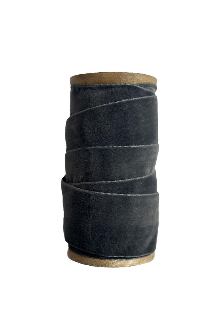 Wide Hand Dyed Velvet Ribbon Dark Grey, Alternate, color, Dark Grey