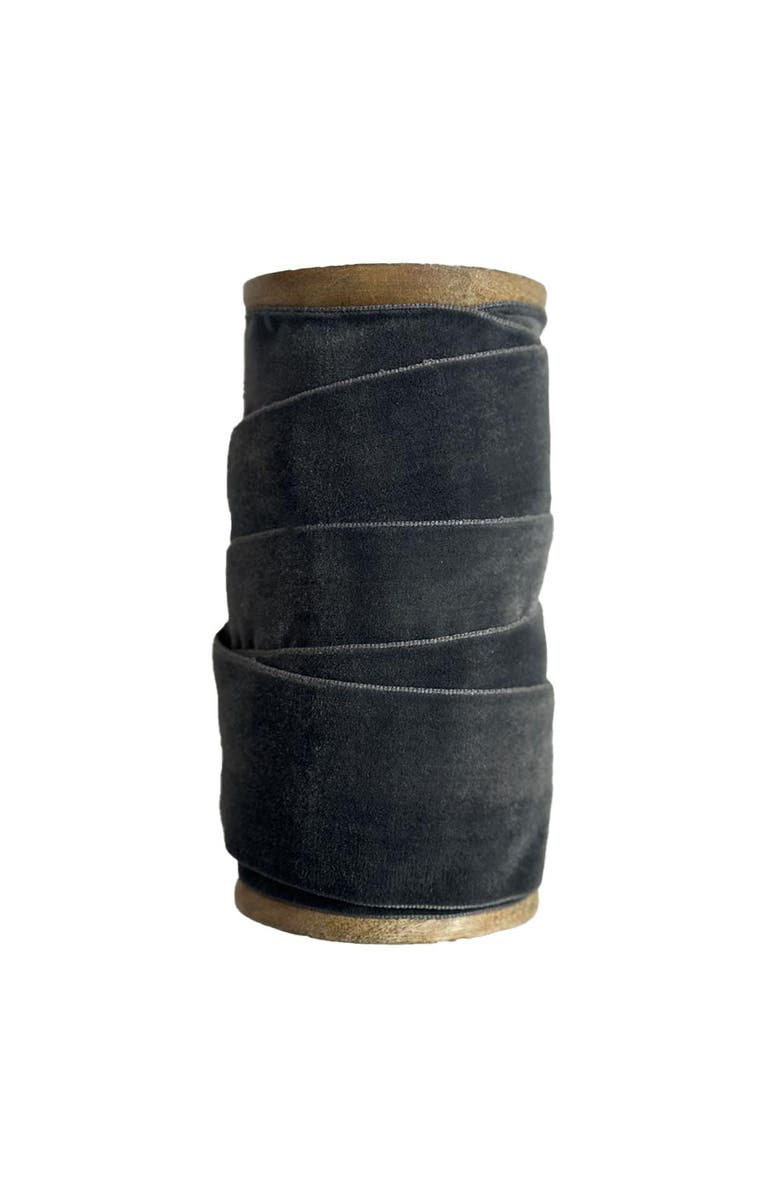 CG Hunter Wide Hand Dyed Velvet Ribbon Dark Grey, Alternate, color, Dark Grey