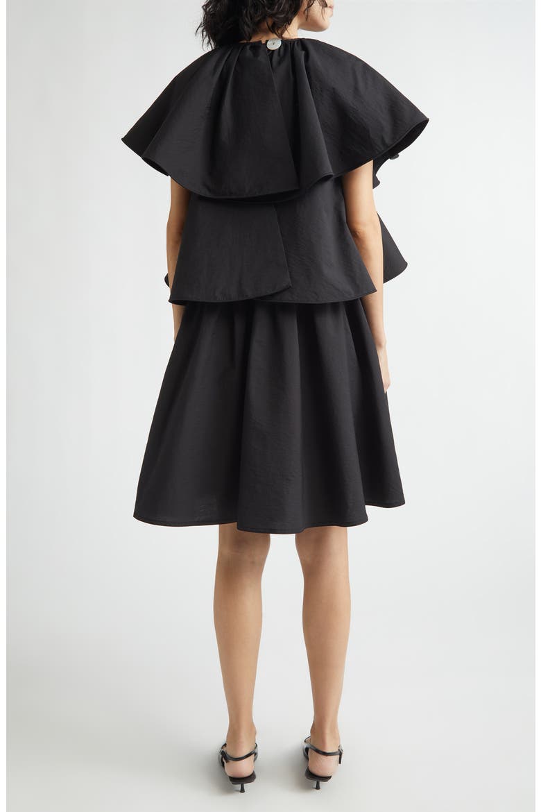 Lily Pond Layered Cotton & Nylon Dress, Alternate, color, NOIR