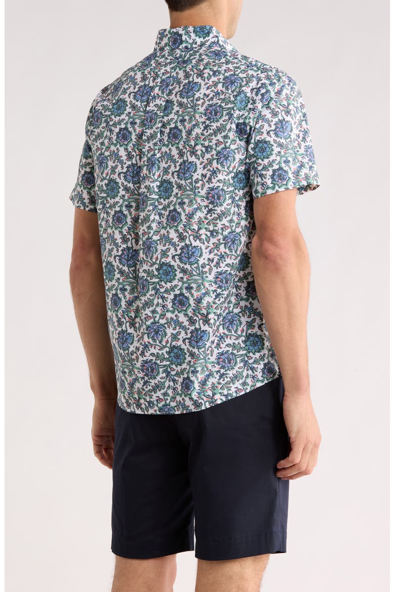 Sport Fit Floral Short Sleeve Button-Down Shirt, Alternate, color, CREAM MULTI