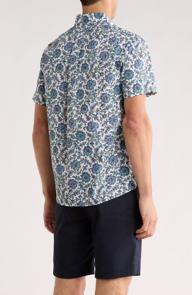 Brooks Brothers Sport Fit Floral Short Sleeve Button-Down Shirt, Alternate, color, Cream Multi