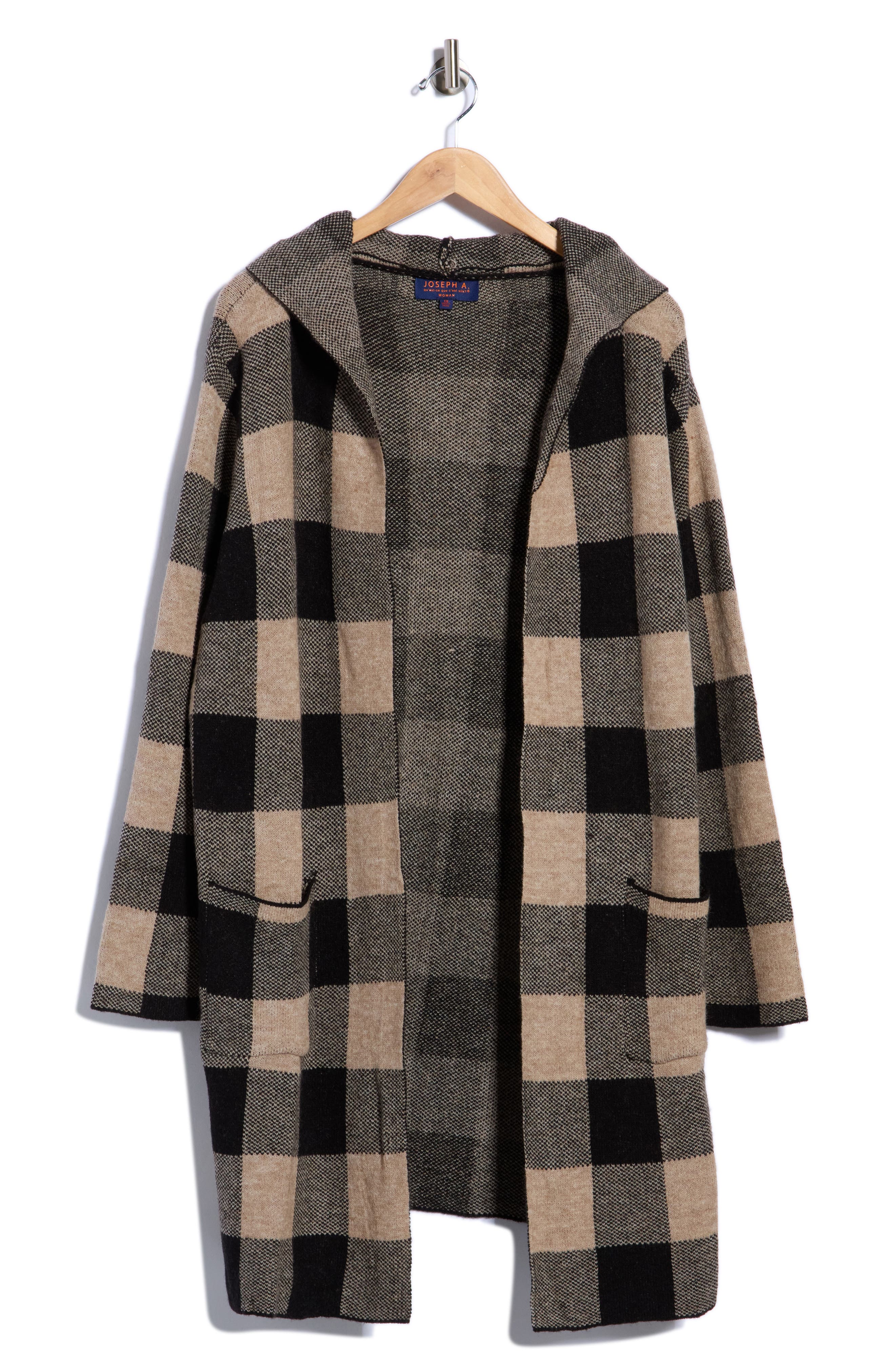 Buffalo Plaid Hooded Cardigan