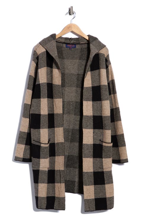 Buffalo Plaid Hooded Cardigan