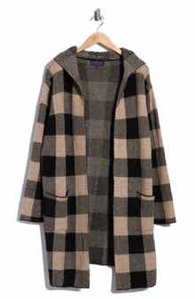 Buffalo Plaid Hooded Cardigan