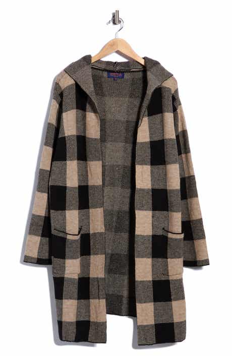 Buffalo Plaid Hooded Cardigan
